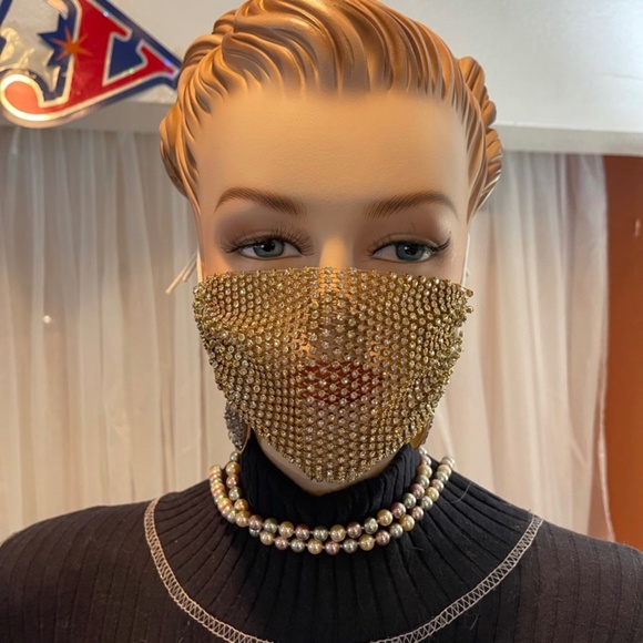 Accessories - Gold Rhinestone Face Mask